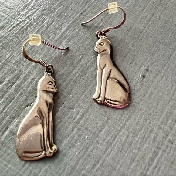 925 Sterling Silver Cat Earrings - Picture 2 of 5